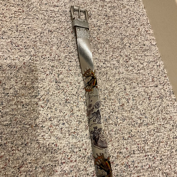 Ed Hardy Silver Metallic Leather Belt main image 4